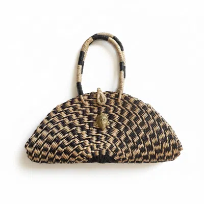 Sokona Women's Neutrals / Blue Akua — Mosaic Weave Handwoven Bag.