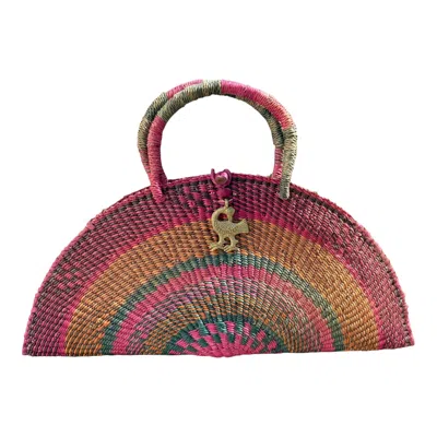 Sokona Women's Orange / Green / Pink Kusana Handwoven  Sankofa Bag In Multi