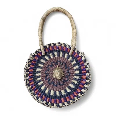 Sokona Women's Purple / Blue Esengo Round Handwoven Bag  Indigo Earth Multicolour