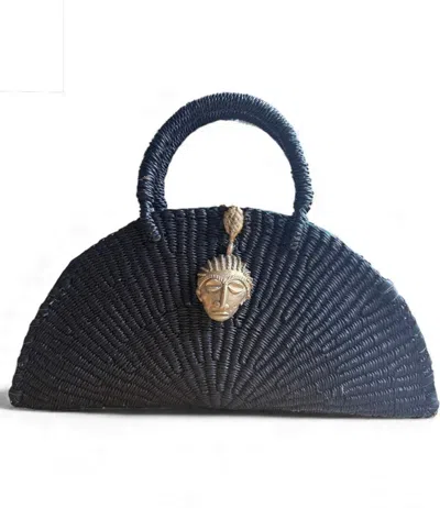 Sokona Women's Small Kongo Half-moon Handwoven Bag  Midnight Black