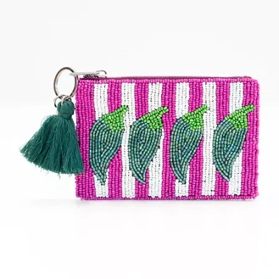 Sol & Mer Beadeded Coin Purse Womens Wallet In Pink
