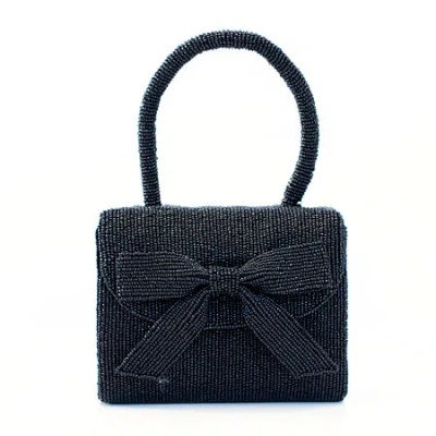 Sol & Mer Bow Beaded Evening Bag In Black