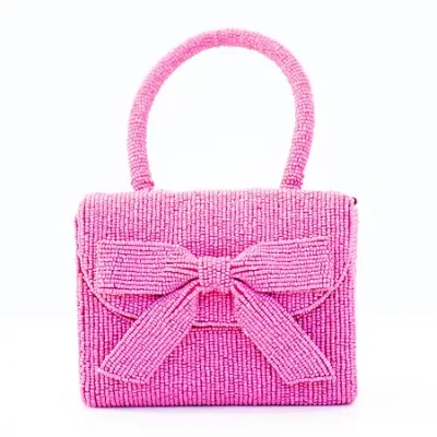 Sol & Mer Bow Beaded Evening Bag In Pink