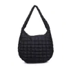 Sol And Selene Revive Quilted Puffer Nylon Hobo Bag In Black In Black