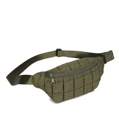 Sol And Selene Women's Quilted Nylon Belt Bag In Olive In Green