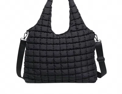 Sol And Selene Women's Quilted Puffer Nylon Hobo Bag In Black