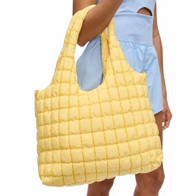 Sol And Selene Women's Quilted Puffer Nylon Hobo Bag In Butter In Yellow