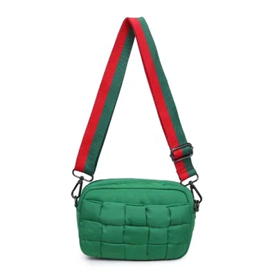 Sol And Selene Inspiration Small Woven Crossbody In Kelly Green