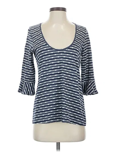 Pre-owned Sol Angeles 3/4 Sleeve Top Blue Scoop Neck Tops