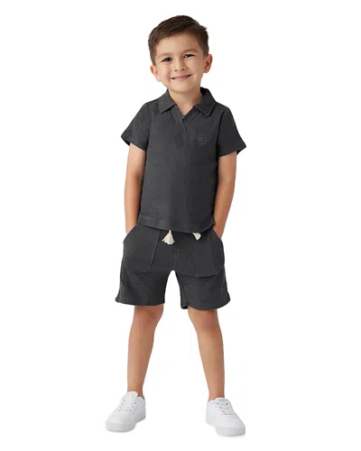 Sol Angeles Boys' Loop Terry Polo Shirt - Little Kid, Big Kid In Black