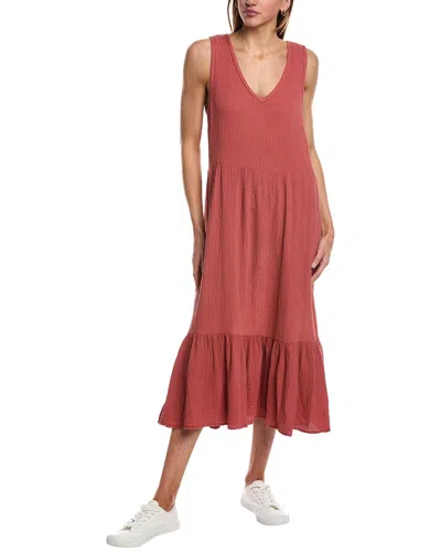 Sol Angeles Crepe Ruffle Midi Dress In Red