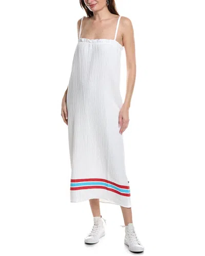 Sol Angeles Crepe Stripe Paperbag Maxi Dress In White
