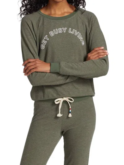 Sol Angeles Get Busy Living Pullover In Olive In Multi