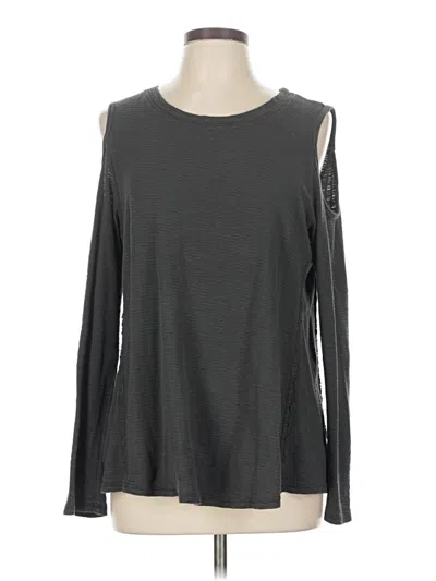 Pre-owned Sol Angeles Long Sleeve Top Gray Cold Shoulder Neckline Tops