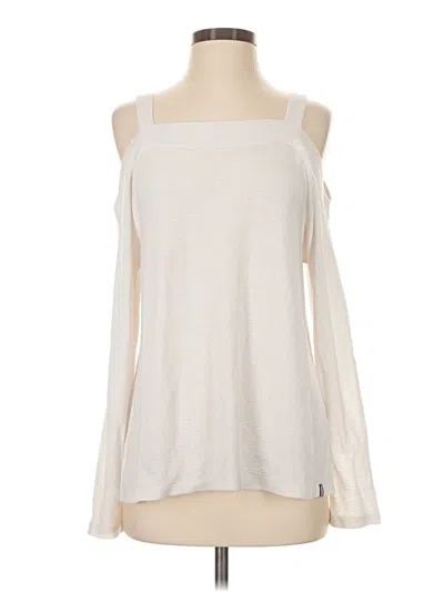 Pre-owned Sol Angeles Long Sleeve Top Ivory Cold Shoulder Neckline Tops