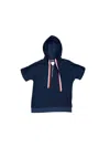 SOL ANGELES LOOP TERRY SHORT SLEEVE HOODIE IN INDIGO