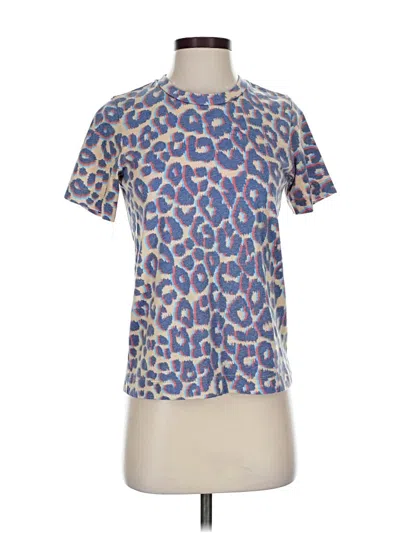 Pre-owned Sol Angeles Short Sleeve Top Blue Animal Print Pattern Crew Neck Tops