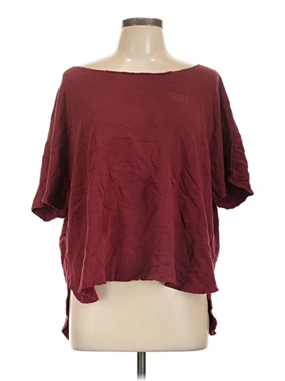 Pre-owned Sol Angeles Short Sleeve Top Burgundy Boatneck Tops