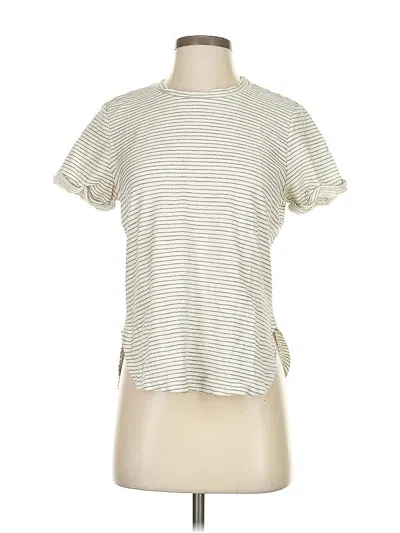 Pre-owned Sol Angeles Short Sleeve Top Ivory Crew Neck Tops In White