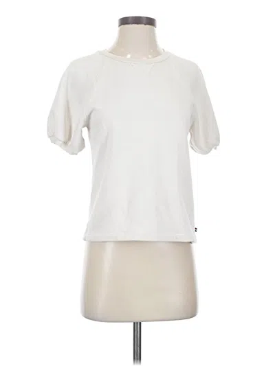 Pre-owned Sol Angeles Short Sleeve Top Ivory Mock Neckline Tops