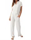 Sol Angeles Terry Wide Leg Pants In Ecru In White