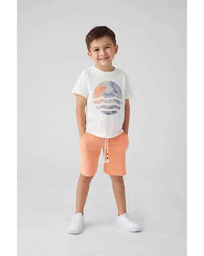 Sol Angeles Unisex Coral Palm Waves Cotton Tee - Little Kid, Big Kid In D White
