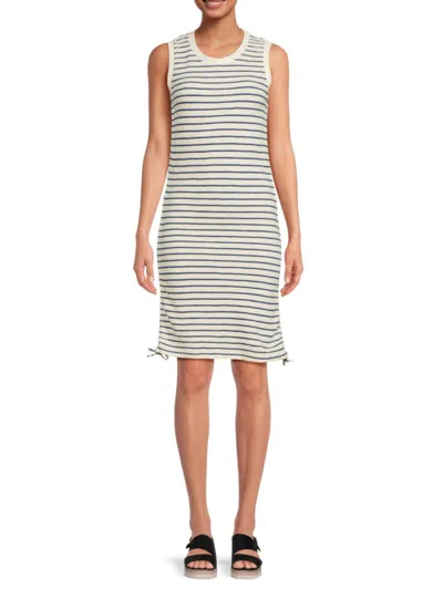 Sol Angeles Women's Striped Ruched Sheath Mini Dress In Beige Multicolor