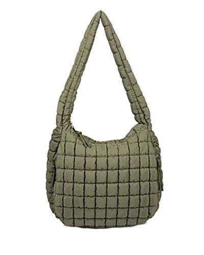 Sol & Selene Revive Extra Large Quilted Nylon Hobo In Olive