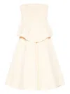 Solace London Ada Strapless Peplum Midi Dress In White