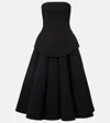 Solace London Ada Strapless Crêpe Midi Dress In Black
