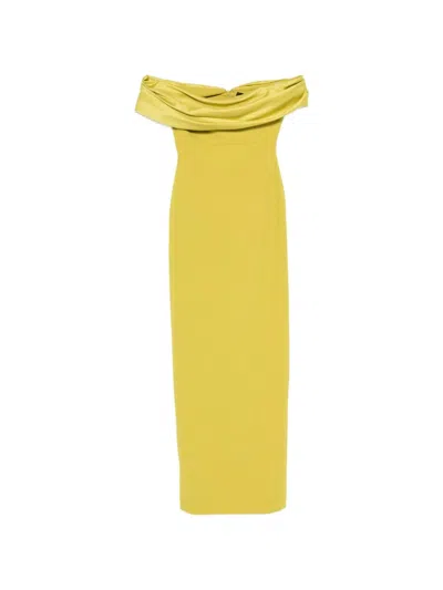 Solace London Adele Off-shoulder Maxi Dress In Yellow