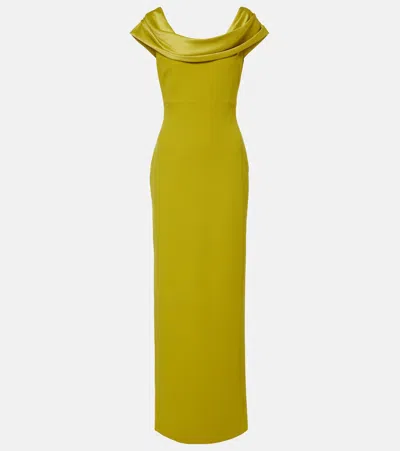 Solace London Adele Satin-trimmed Gown In Green