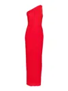 Solace London Adira Pleated Chiffon Long Dress In Rojo