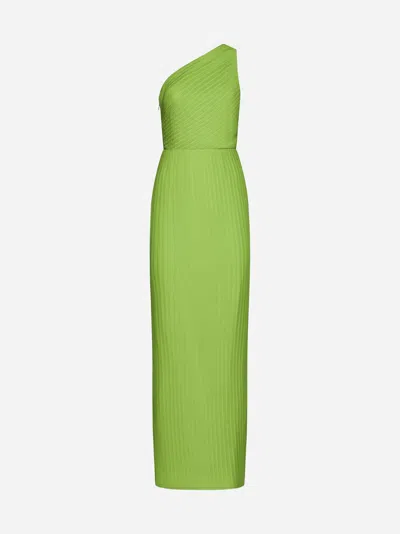 Solace London Adira Maxi Dress In Green Pleated Chiffon