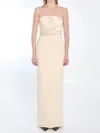 Solace London Afra Long Dress In Beige