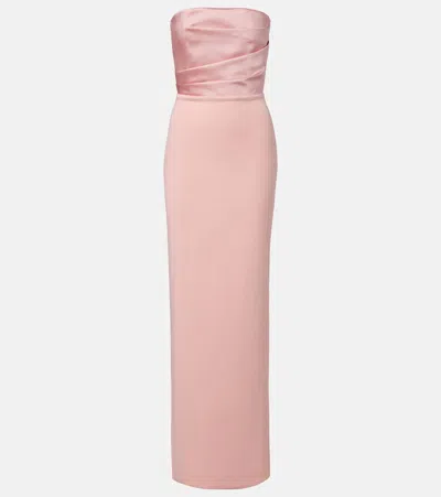 Solace London Afra Satin-trimmed Bustier Gown In Pink