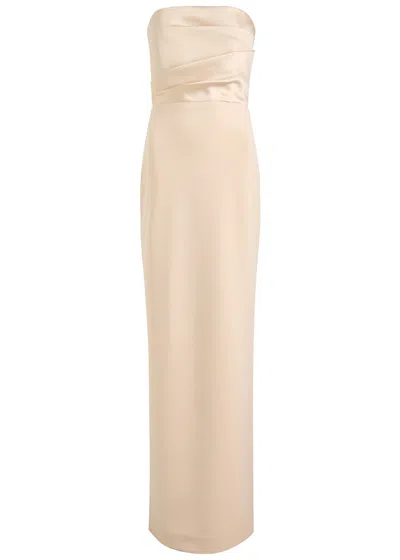 Solace London Afra Strapless Stretch-crepe Gown In White