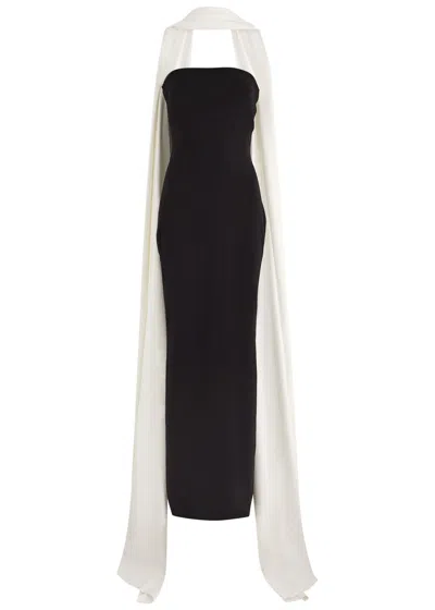 Solace London Ainhoa Scarf-effect Strapless Gown In Black