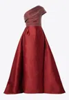 Solace London Alba One-shoulder Crystal-embellished Faille Gown In Red