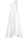 Solace London Alba One-shoulder Draped Twill Gown In White