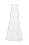 Solace London Alessandra Draped Strapless Gown In White