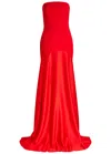 Solace London Alessandra Strapless Satin And Crepe Gown In Red