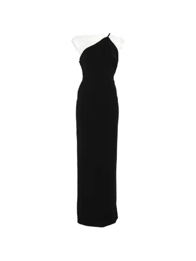 Solace London Alexandra Asymmetric-strap Maxi Dress In Black