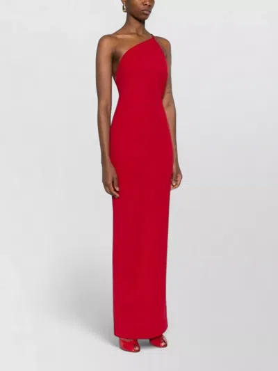 Solace London Alexandra One Shoulder Backless Fitted Maxi Dress In Red