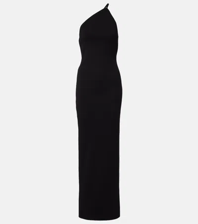 Solace London Alexandra Asymmetrical Strap Maxi Dres In Black