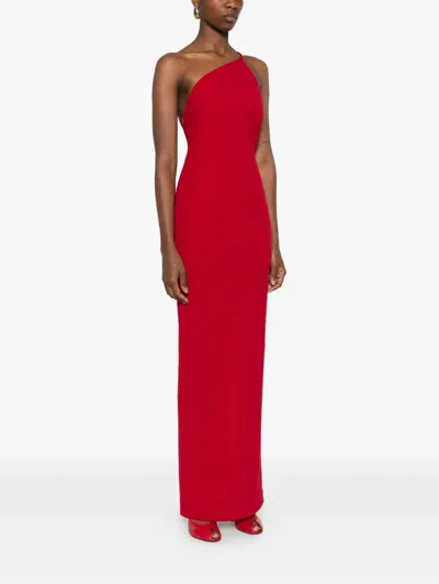 Solace London Alexandra One Shoulder Backless Fitted Maxi Dress In Red