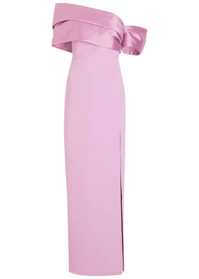 Solace London Alexis Off-the-shoulder Crepe Maxi Dress In Purple