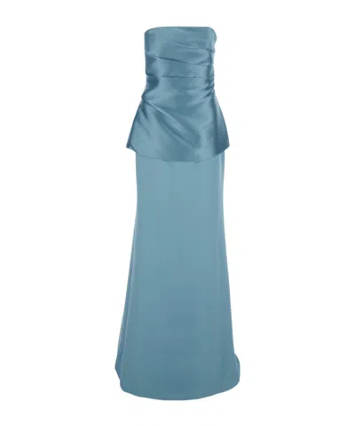 Solace London Alia Draped Maxi Dress In Blue