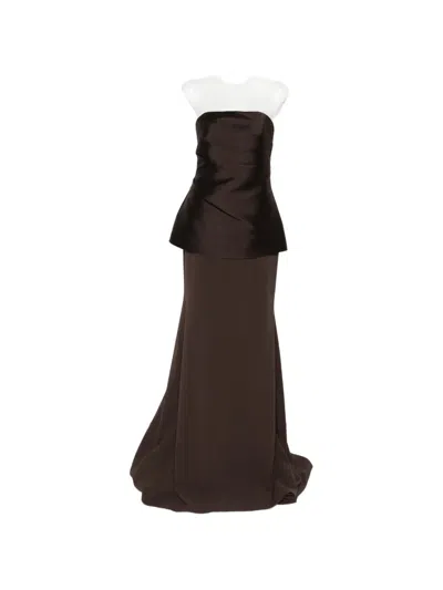 Solace London Alia Strapless Maxi Dress In Brown