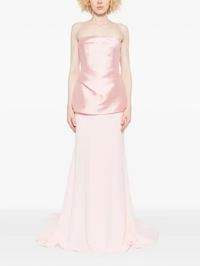 Solace London Alia Strapless Maxi Dress In Pink